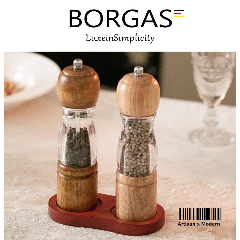 Borgas德国木质调料研磨器黑白胡椒花椒海盐露营家用调味瓶透明瓶,厨房/烹饪用具,调味瓶罐/调料研磨器,淘宝优惠券,粉丝福利购,淘宝优惠卷
