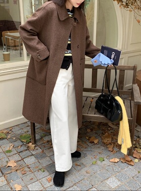 3th Morning 韩剧女主角 时髦感异形扣羊毛双面呢大衣ZY3400