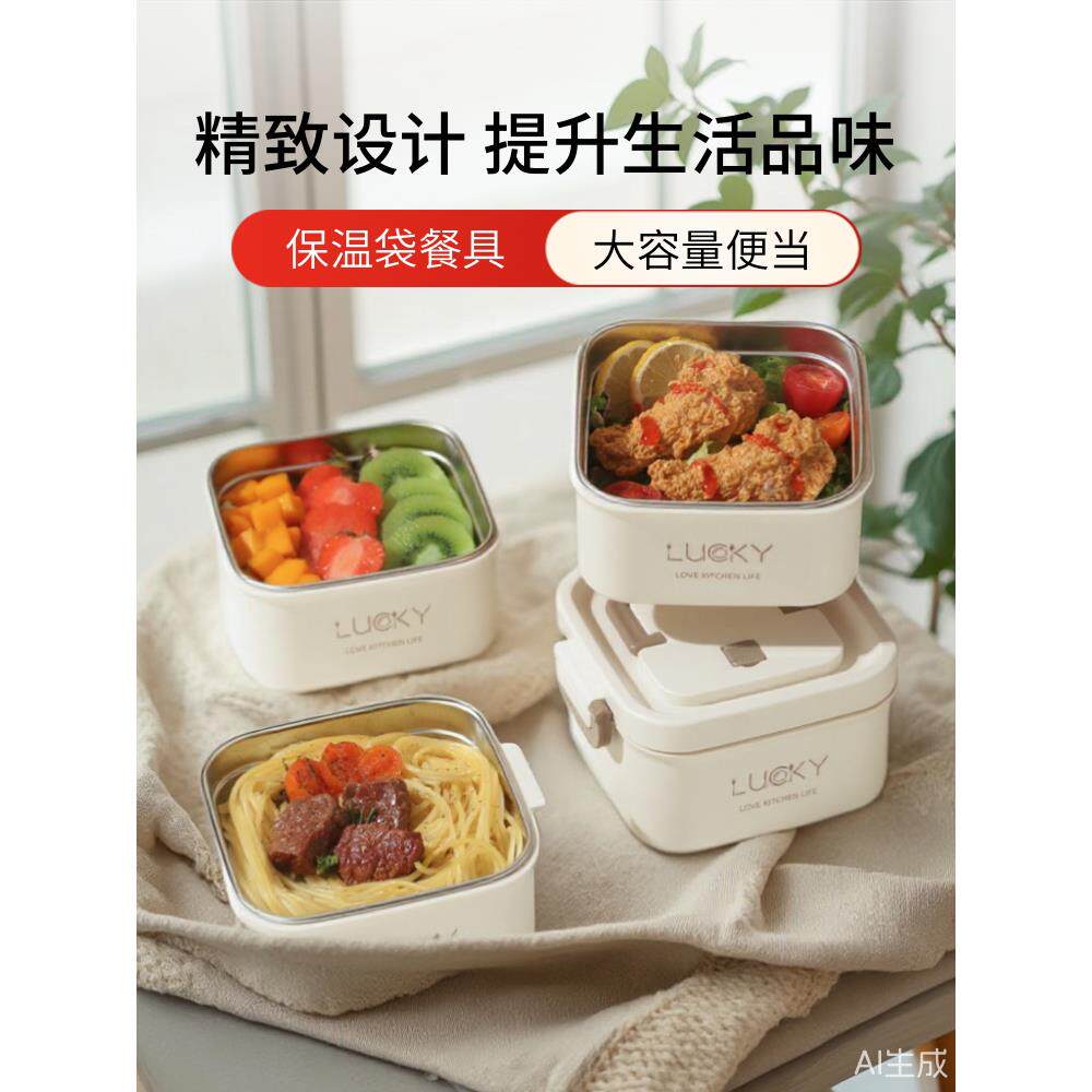 保温保鲜盒304不锈钢饭盒可进微波炉专用上班族便携便当盒大容量