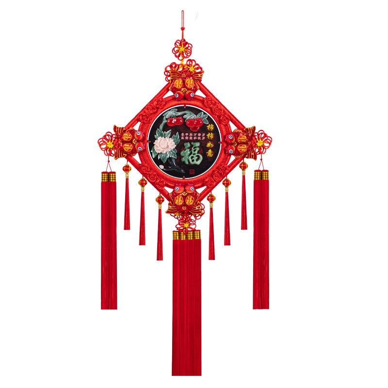 2024新款爆品中国结挂件客厅福字桃木玉雕春节过年电视背景墙装饰,特色手工艺,中国结,淘宝优惠券,粉丝福利购,淘宝优惠卷