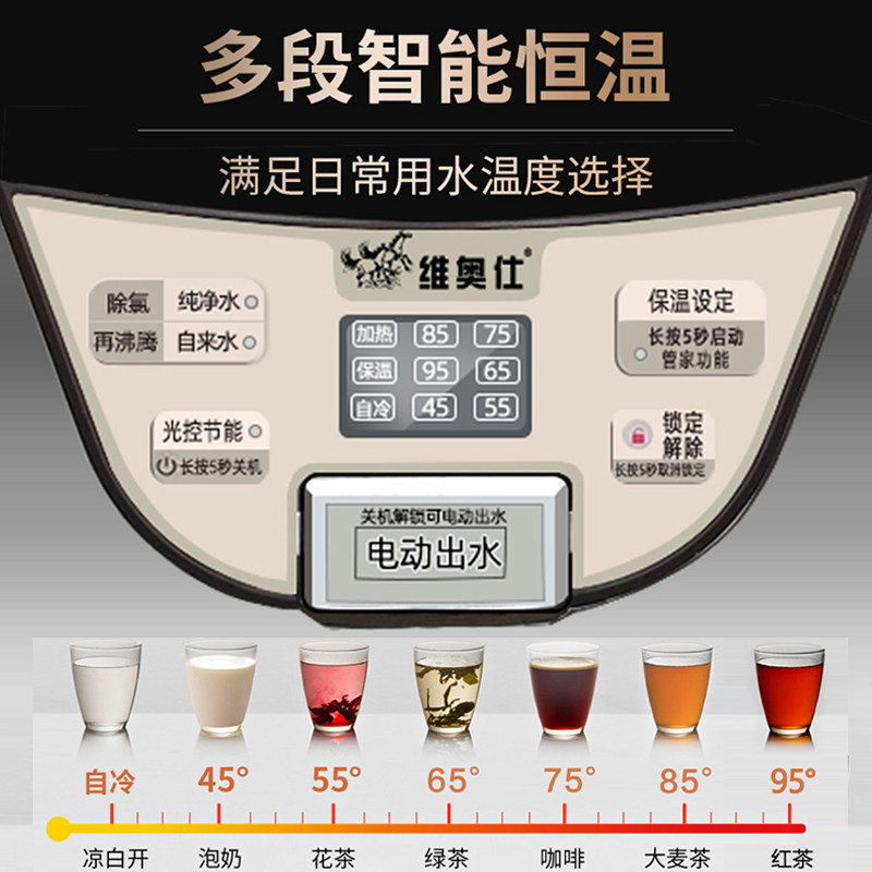 维奥仕家用电热水瓶4L5L6L保温恒温全自动304不锈钢煮茶烧水壶