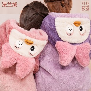 儿童睡袍女童浴袍睡衣珊瑚绒秋冬加绒加厚软绵绵法兰绒长款亲子冬