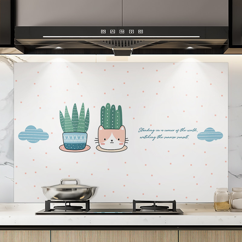 厨房台面保护膜灶台贴膜桌面耐高温加厚防水防油贴纸仙人掌墙贴画,家居饰品,软装墙贴,淘宝优惠券,粉丝福利购,淘宝优惠卷