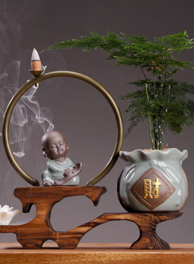 办公室植物盆栽摆件开业招财树绿植文竹小盆景客厅玄关桌面装饰品