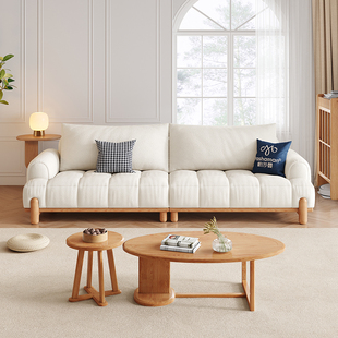 帕沙曼布艺沙发棉花糖泡芙日式原木风小户型客厅奶油云朵沙发北欧