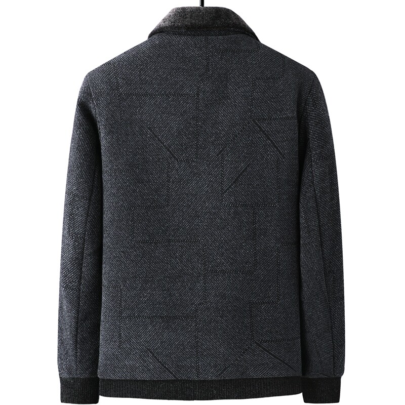 爸爸秋冬装加绒加厚款雪尼尔外套中老年男士夹克衫中年人男装棉衣