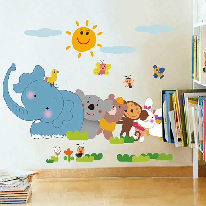 可爱卡通自黏贴画男孩卧室儿童房间牀头幼儿园墙壁墙上装饰墙贴纸