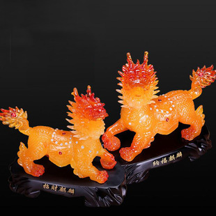 火麒麟摆件神兽家中门口卧室酒柜装饰招财房间财富客厅一对家用小