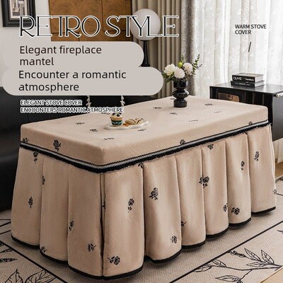 中古风烤火桌子罩套高级电烤炉取暖桌套火炉桌罩长方形加厚保暖罩