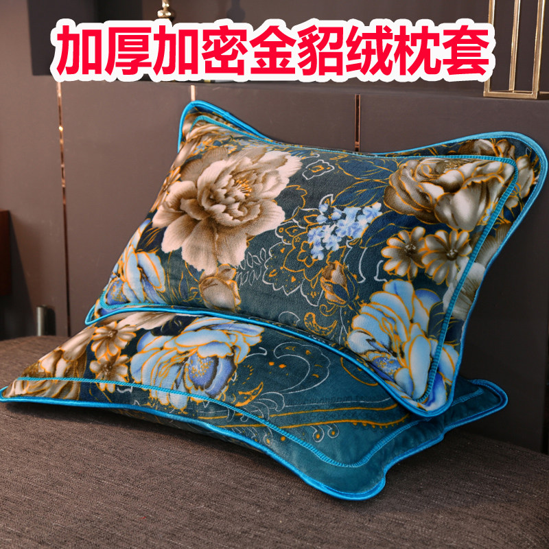 加厚加密金貂绒枕套一对装保暖法兰绒学生枕头套单人珊瑚绒秋冬季,床上用品,枕套,淘宝优惠券,粉丝福利购,淘宝优惠卷