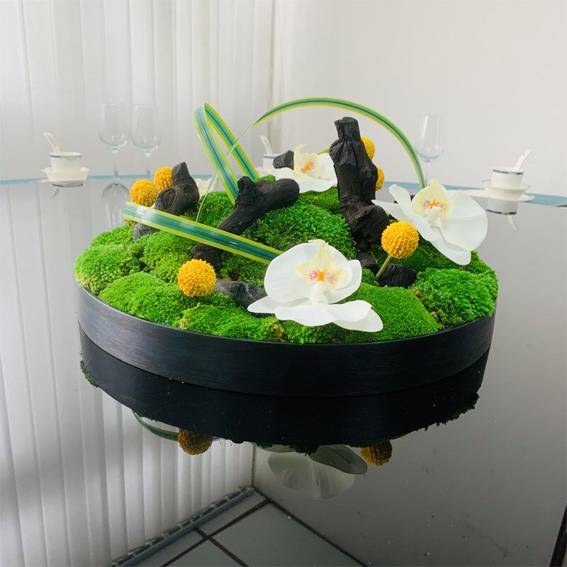 酒店餐桌花摆花高端永生苔藓大圆桌装饰摆设件餐厅转盘中式微景观,家居饰品,餐桌花艺,淘宝优惠券,粉丝福利购,淘宝优惠卷