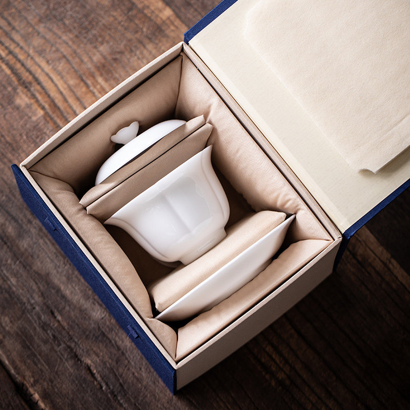 冰种白瓷三才盖碗茶杯单个陶瓷茶碗防烫带盖家用泡茶功夫茶具礼盒,餐饮具,盖碗,淘宝优惠券,粉丝福利购,淘宝优惠卷