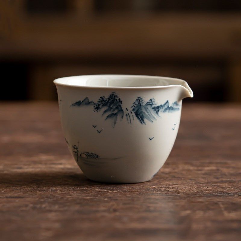 手绘山水公道杯复古草木灰分茶器家用功夫茶具茶道配件陶瓷茶海,餐饮具,公道杯,淘宝优惠券,粉丝福利购,淘宝优惠卷