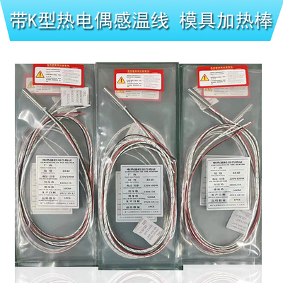 带温控测温模具加热棒K型热电偶单头电加热管不锈钢304发热管220V