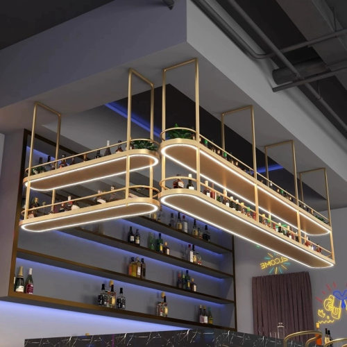 酒吧带灯双层红酒展示酒架