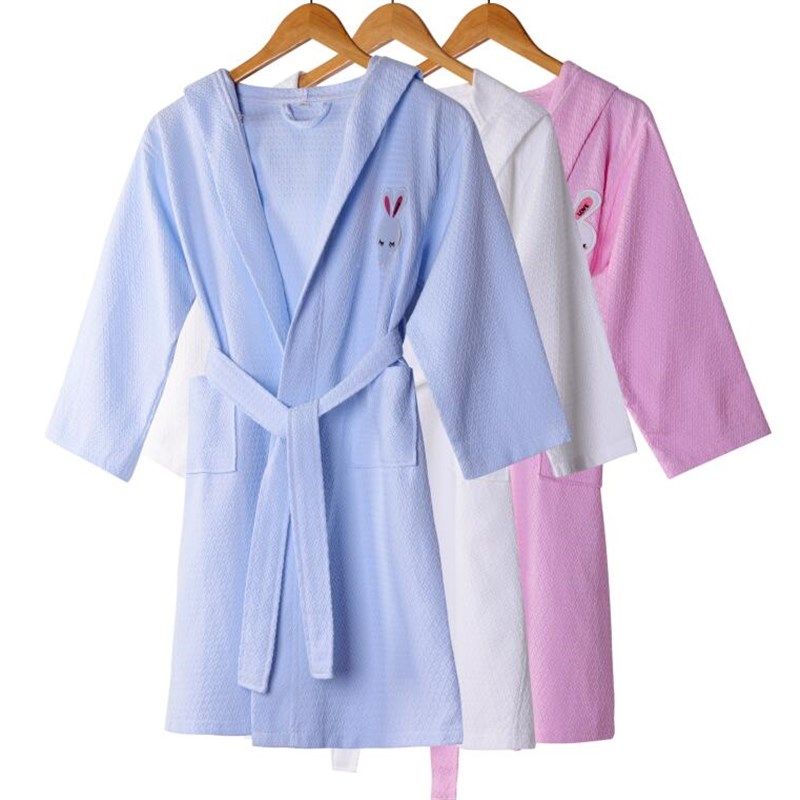 春夏薄款浴袍女童可爱纯棉吸水透气连帽睡衣男童洗澡浴衣游泳用秋