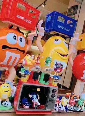 卡通雕塑mm豆客厅电视柜沙发旁边家居装饰品托盘收纳落地大型摆件