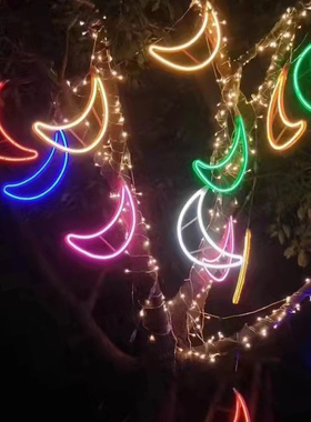 led彩灯闪灯串灯五角星月亮雪花北极星户外亮化工程防水装饰星星