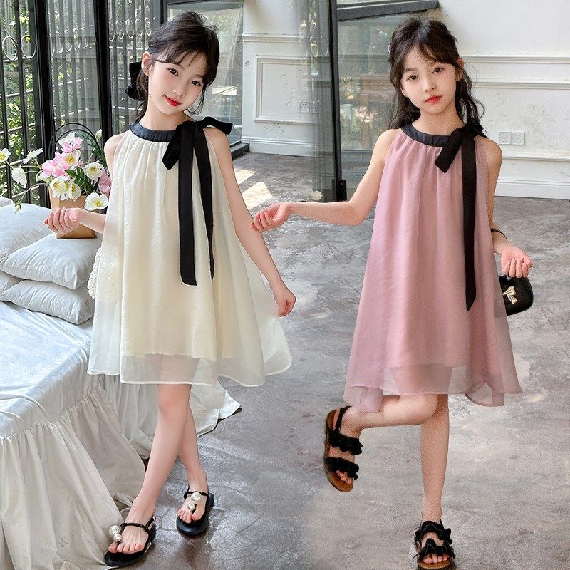 女童夏季无袖公主裙2024新款女孩法式挂脖度假风高级雪纺连衣裙,童装/婴儿装/亲子装,连衣裙,淘宝优惠券,粉丝福利购,淘宝优惠卷