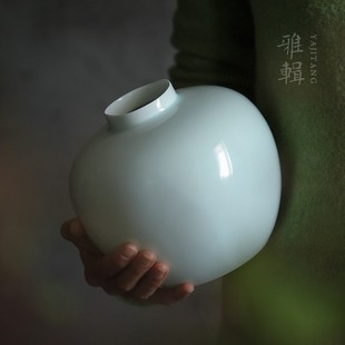 雅集堂 圆融 青白瓷大花瓶花插花器 家居空间茶席陈设Y