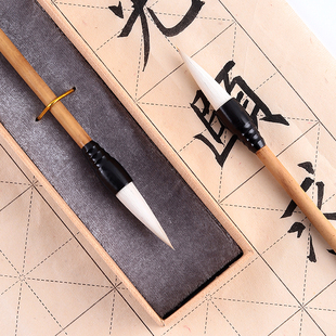 梅林笔庄毛笔兼毫中号羊毫欧楷大号毛笔套装初学者高档专业级书法