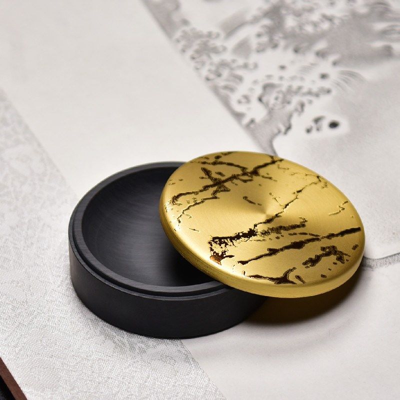 国家非遗匠心设计黄铜盖砚台带盖研墨书法用品盛墨储汁摆件礼盒装,文具电教/文化用品/商务用品,文房四宝,淘宝优惠券,粉丝福利购,淘宝优惠卷