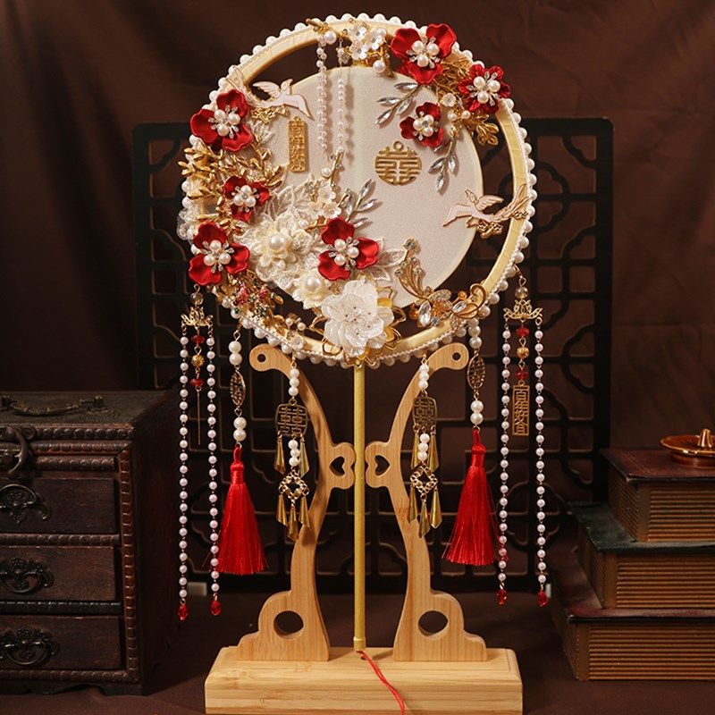 团扇新娘结婚秀禾婚扇喜扇重工diy材料包双色双面中式婚礼扇子女,家居饰品,工艺扇/团扇/喜扇/折扇,淘宝优惠券,粉丝福利购,淘宝优惠卷