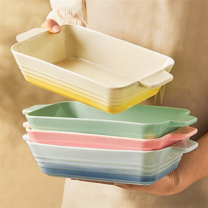 多巴胺双耳烤盘陶瓷盘子深盘芝士焗饭烤碗家用微波炉烤箱专用器皿