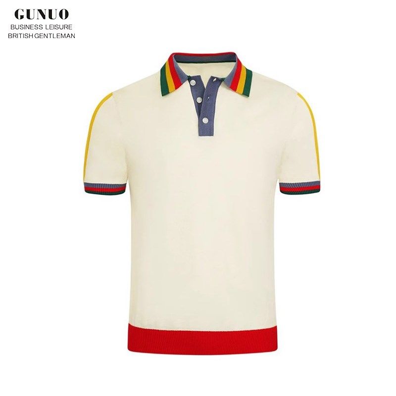 法式浪漫个性洋气条纹拼色polo衫男 夏季休闲翻领时尚男士短袖t恤,男装,Polo衫,淘宝优惠券,粉丝福利购,淘宝优惠卷
