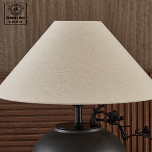 圣玛美式铁树开花中古风侘寂日式中式卧室床头台灯茶室陶瓷灯