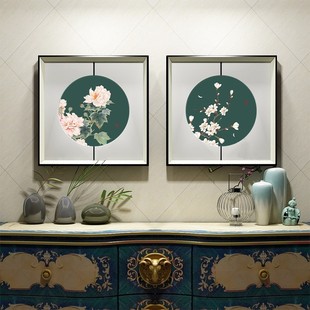 网红牡丹花装饰画新中式餐厅背景墙壁画花开富贵挂画客厅玄关画定