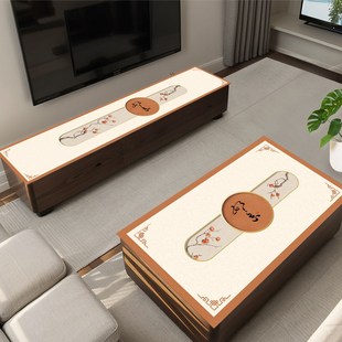 新中式电视柜桌垫防水防油免洗茶几垫子长方形餐桌台面保护膜盖垫