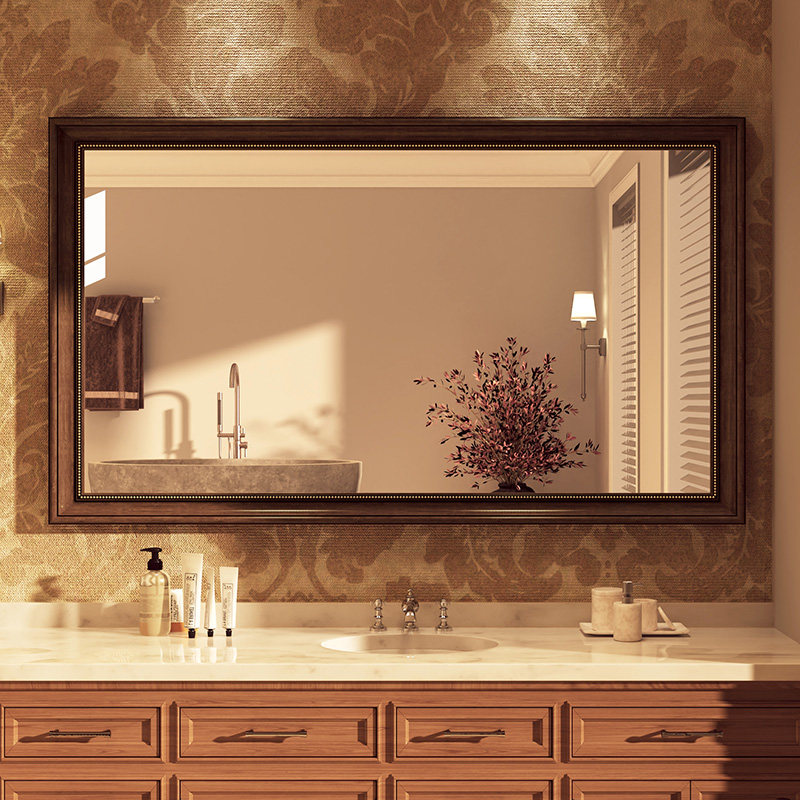 中古风复古浴室镜子贴墙自粘卫生间洗手间酒店洗手盆挂墙式厕所镜,家装主材,浴室镜,淘宝优惠券,粉丝福利购,淘宝优惠卷