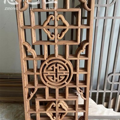 中式实木花格镂空雕花客厅栅栏玄关屏风隔断仿古门窗背景墙木格栅