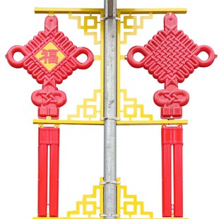 灯杆中国结路灯上的红色灯箱城市道路灯笼压克力挂件灯笼定制户外