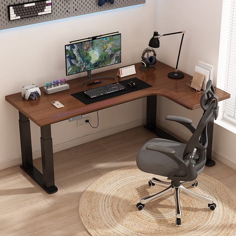 实木转角电动升降桌电脑桌书桌卧室家用学习桌办公桌可升降电竞桌,住宅家具,电脑桌,淘宝优惠券,粉丝福利购,淘宝优惠卷