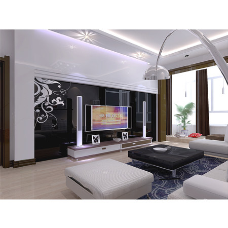 定做厂家电视墙背背漆漆烤漆钢化艺术玻璃电视背景墙桌面黑底白花