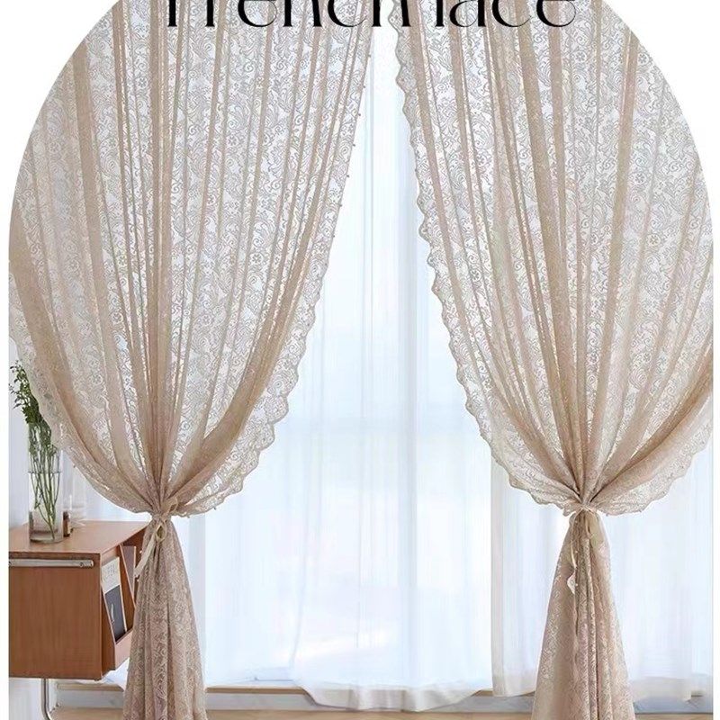 法式蕾丝窗帘透光不透人纱帘2023复古梦幻白纱卧室阳台定制,居家布艺,窗纱,淘宝优惠券,粉丝福利购,淘宝优惠卷
