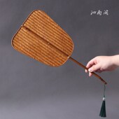 宋式 复古手工长柄团扇芭蕉扇纳凉蒲扇 麈尾扇非遗竹编大漆扇子中式