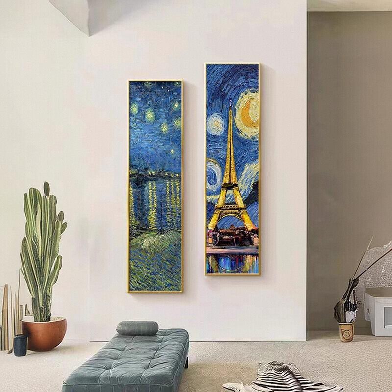 梵高入户玄关走廊过道装饰画细长条抽象肌理挂画高级感墙面上壁画,家居饰品,现代装饰画,淘宝优惠券,粉丝福利购,淘宝优惠卷