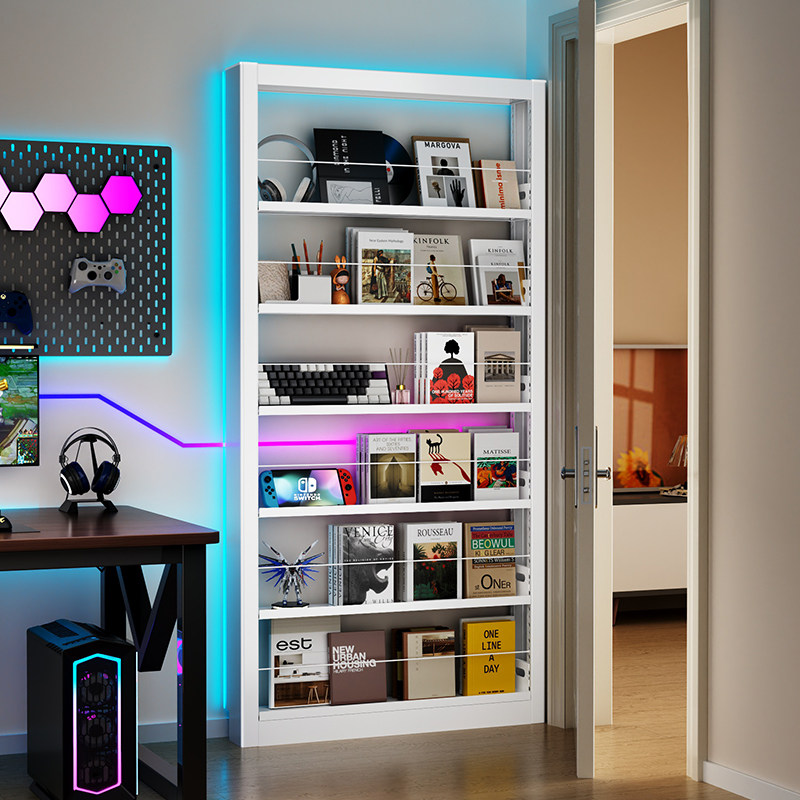 超薄门后书架置物架落地多层家用书柜客厅收纳架子钢制极窄储物架,住宅家具,书架,淘宝优惠券,粉丝福利购,淘宝优惠卷