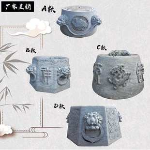 石雕井口井圈井盖圆形庭院家用老井口仿古石头老式青石做旧水井口