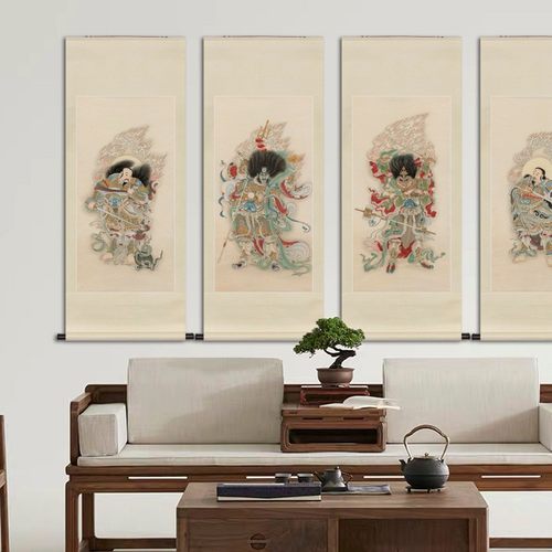 工笔国画北极四圣天蓬天猷翊圣佑圣元帅画像佛堂道场供奉中式挂画