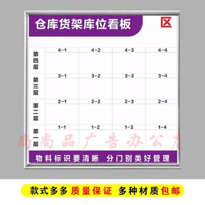 仓库货架库位看板信息公告栏物料物品填写易查找可擦写定制展示牌
