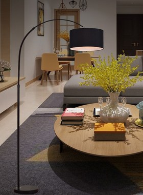 落地灯钓鱼灯抛物线茶几灯抛物线客厅书房看书灯具灯饰黑色布艺号