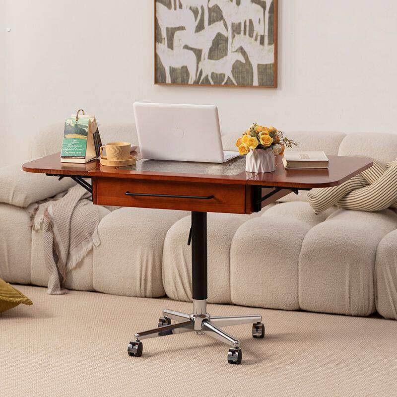 中古风升降茶几可移动折叠玻璃小方桌迷你茶几边几笔记本电脑茶台