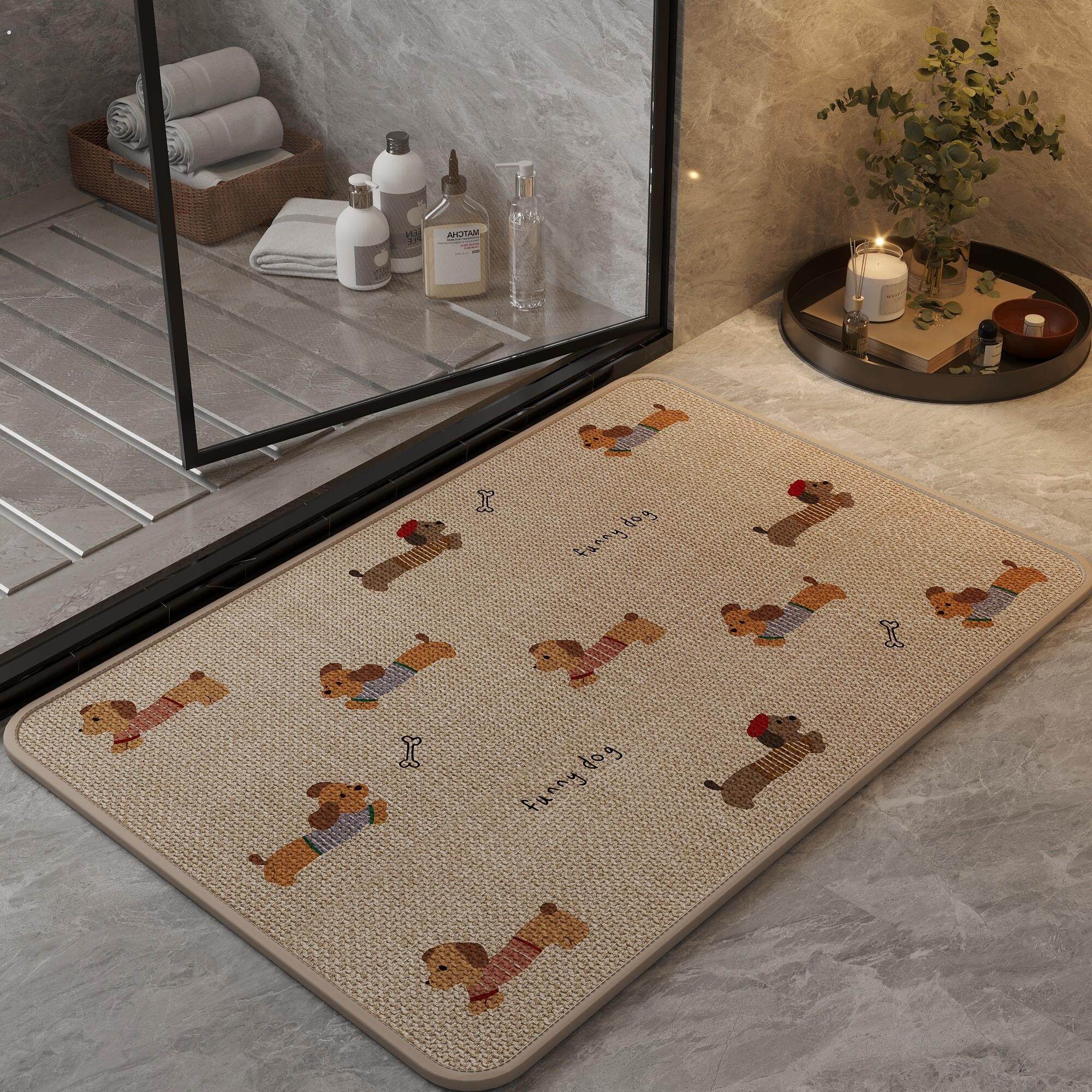 仿亚麻编织浴室地垫吸水防滑速干脚垫化妆室厕所门口可定制地毯