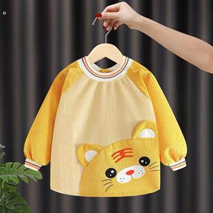 宝宝罩衣男宝秋冬外穿洋气婴儿围裙冬天儿童吃饭围兜防水防脏男童