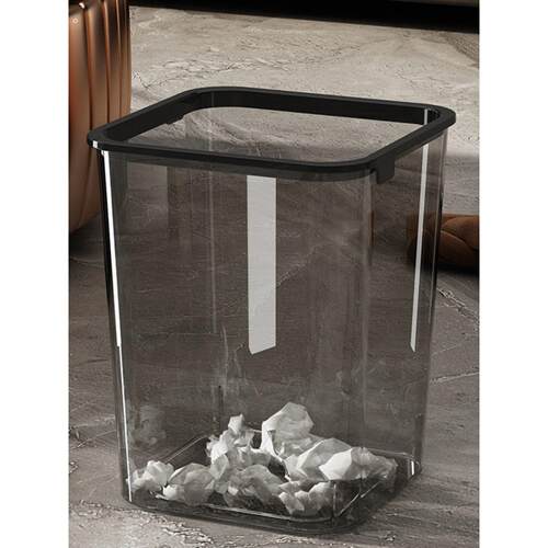 丙烯酸透明垃圾桶价格炭黑垃圾桶风格长方形耐用加厚纸篓与压力环
