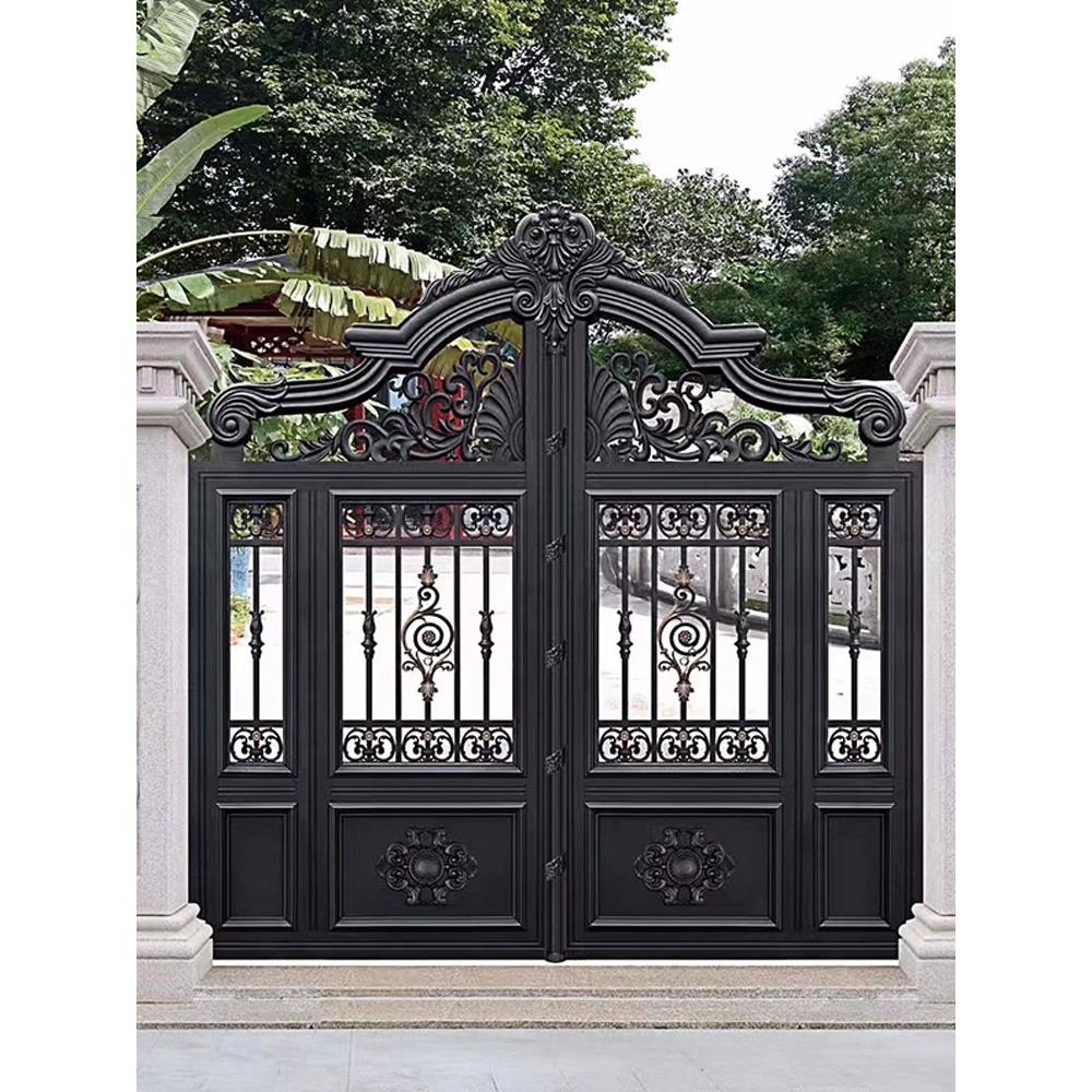 浙江铝艺庭院门别墅大门双开门电动平移门花园小区门院子护栏围栏